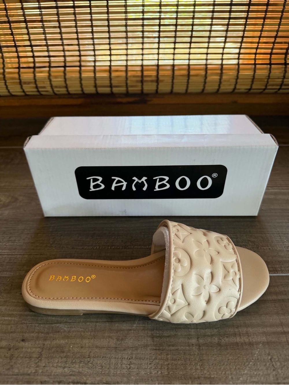 Bamboo Women's Cream Nude Embossed Sandal - Brand New - Ships Today - All Sizes